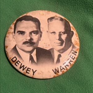 Vintage 1948 Dewey Warren Campaign Pinback Button